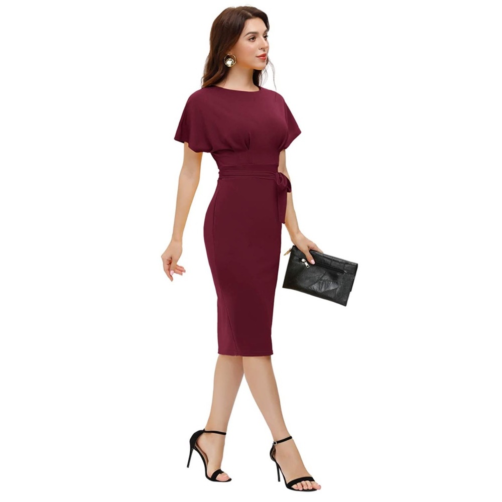 JASAMBAC Bodycon Pencil Dress Office Wear to Work